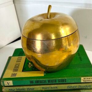 Vintage brass large apple container with lid
